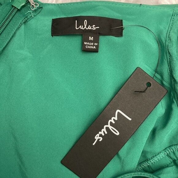 Lulus Green Sweetheart Neck Flutter Sleeve Mini Dress Size M - Picture 10 of 11